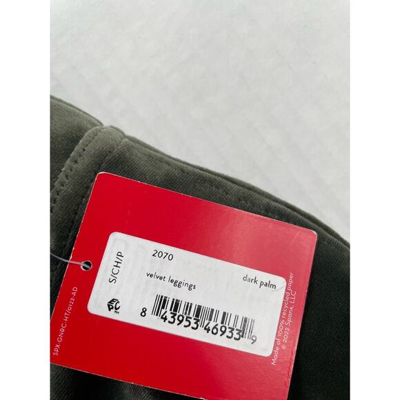 Spanx Women's Velvet Leggings Dark Palm Green Size Small Shaping Tummy Control - Picture 8 of 8